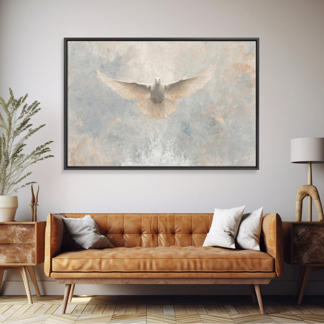 Heavenly Descent, Framed Canvas Print, Christian Wall Art, Christian Art Canvas, Christian Art, White Christmas Art, Christian Christmas Ar