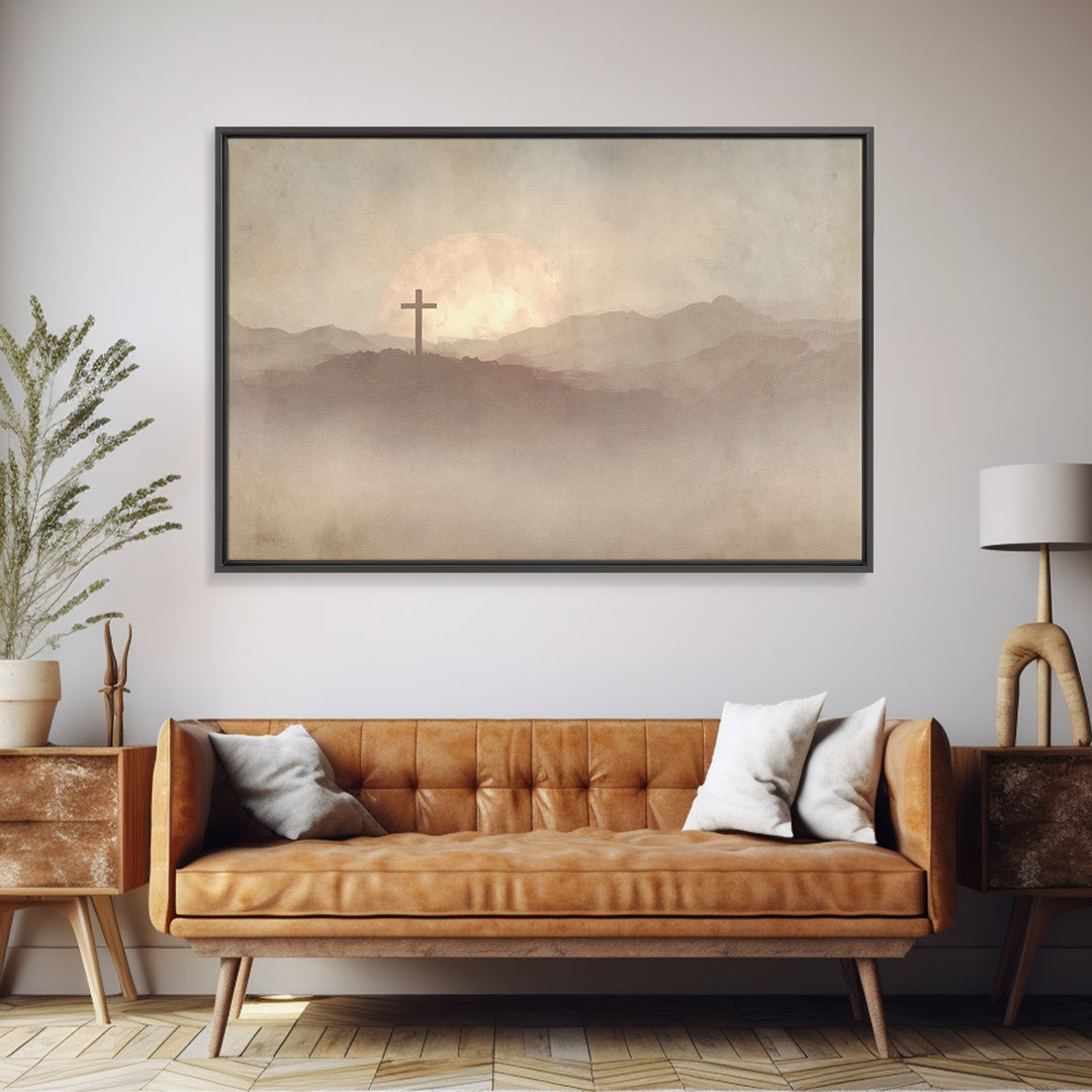 Moonrise Sanctuary, Framed Canvas Print, Christian Art Work, Moody Christian Art, Christian Wall Art, Christian Art Canvas, Subtle Christia
