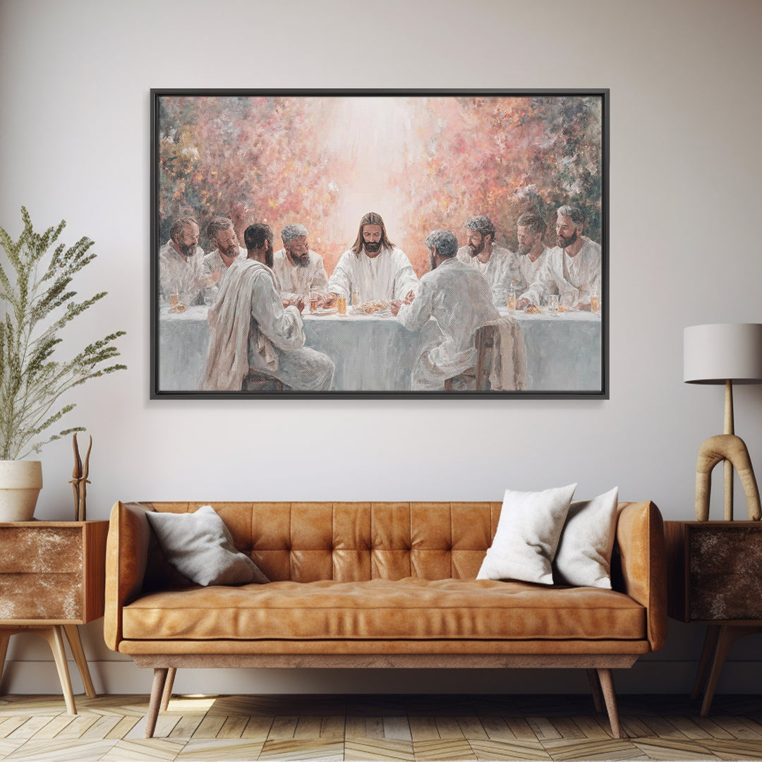 Heavenly Supper - Framed Canvas Print - Christian Art Canvas - Christian Wall Art - Modern Jesus Art - Christian Christmas Art - Christian