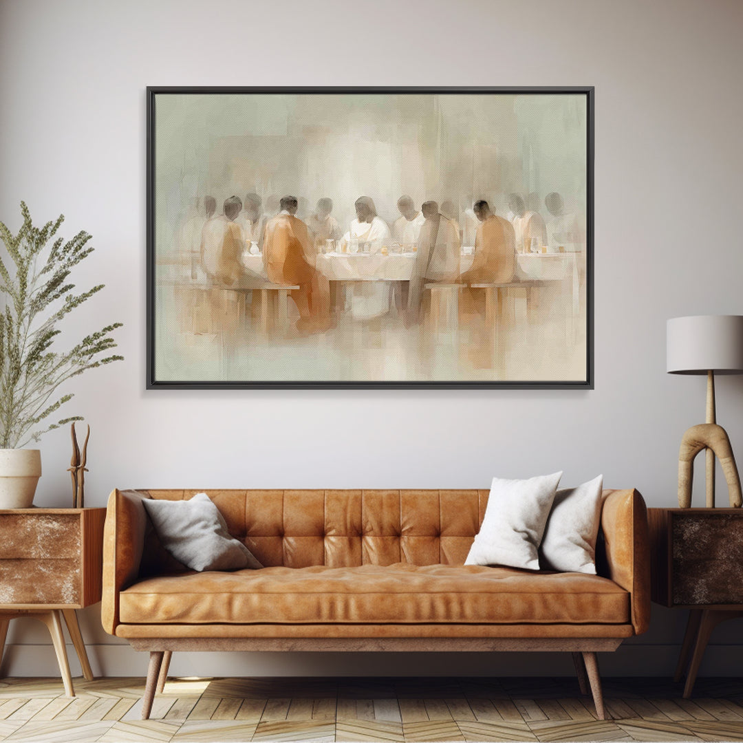 Holy Supper Light – Framed Canvas Print – Minimalist Christian Art – Christian Wall Art – Jesus Painting – Subtle Christian Art – Christian
