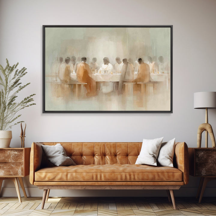 Holy Supper Light – Framed Canvas Print – Minimalist Christian Art – Christian Wall Art – Jesus Painting – Subtle Christian Art – Christian
