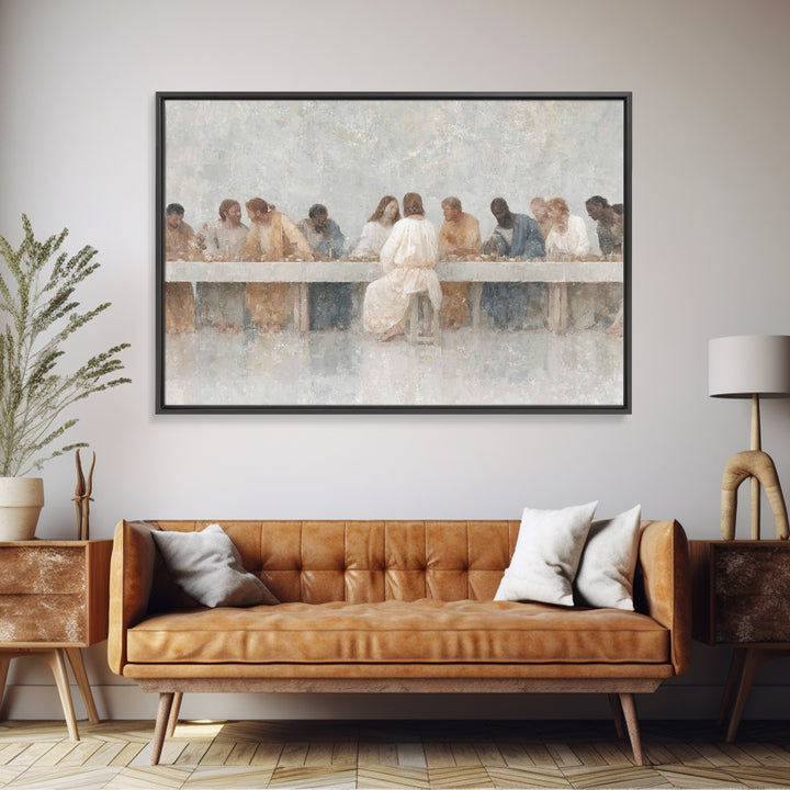Sacred Banquet Harmony, Framed Canvas Print, Christian Art Work, Modern Christian Painting, Jesus Paintings, Christian Decor, Christmas Art