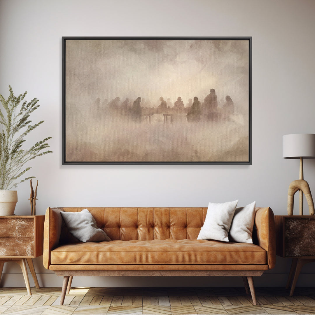 Mystic Supper Cloud – Framed Canvas Print – Christian Art Work – Jesus Painting – Christian Wall Art – Subtle Christian Paintings – Christm