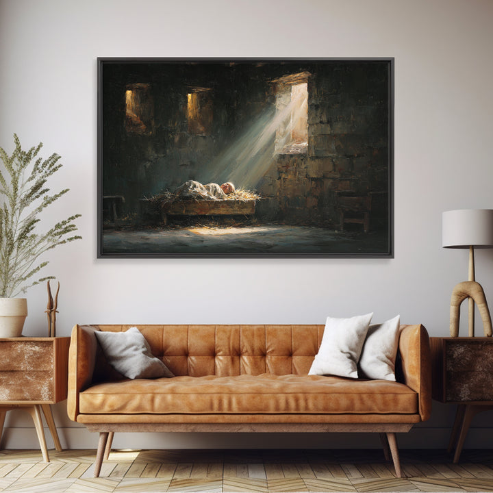 Star-Born Light – Framed Canvas Print – Christian Wall Art – Christmas Art – Jesus Painting – Christian Art Canvas – Christian Christmas De