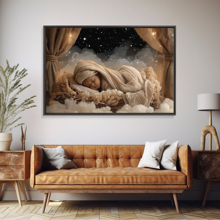Heaven’s Infant Dream | Framed Canvas Print | Christian Art Canvas | Christmas Art Prints | Jesus Christmas Art | Christian Wall Art | Mode