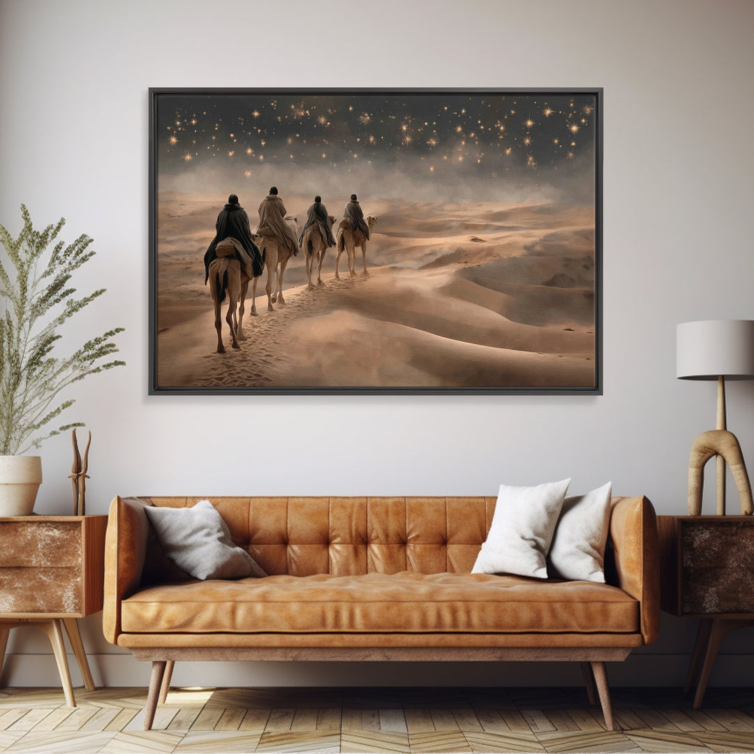 Three Kings Ascend – Framed Canvas Print – Christian Christmas Art – Christian Art Work – Jesus Painting – Christmas Canvas Wall Art – Chri