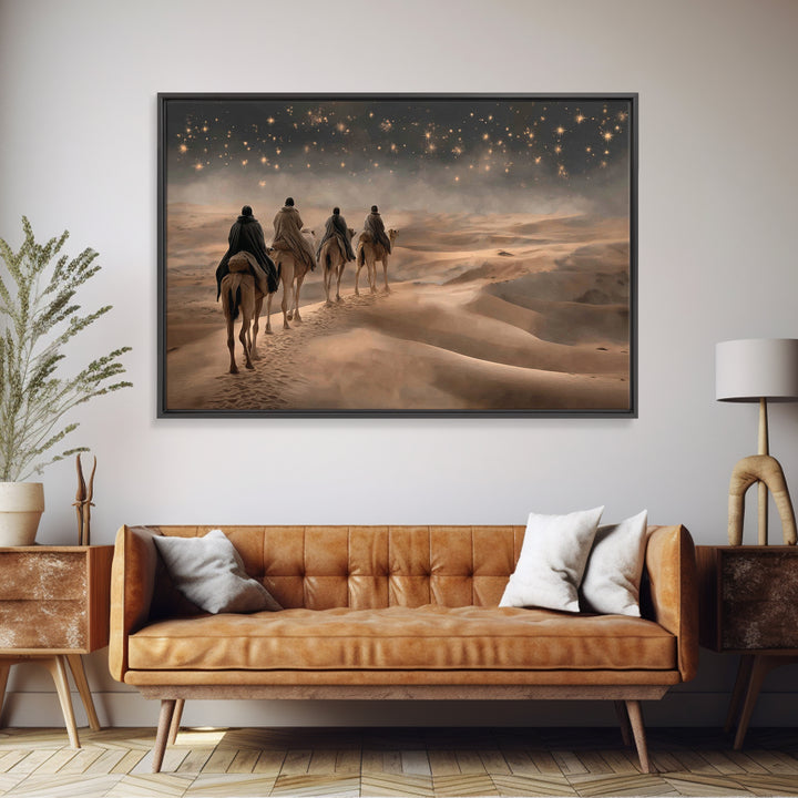 Three Kings Ascend – Framed Canvas Print – Christian Christmas Art – Christian Art Work – Jesus Painting – Christmas Canvas Wall Art – Chri