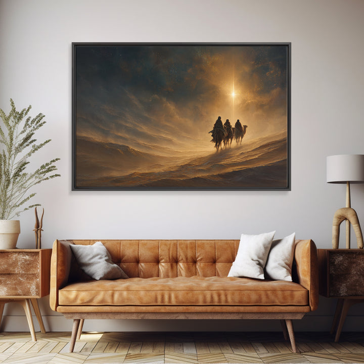 Holy Night Caravan | Framed Canvas Print | Christian Art Canvas | Christmas Art | Christian Wall Art | Christian Christmas Decorations | Je