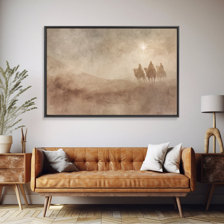 Radiant Star Path, Framed Canvas Print, Christian Wall Art, Christmas Art Work, Christian Art Painting, Jesus Christmas Art, Christian Art