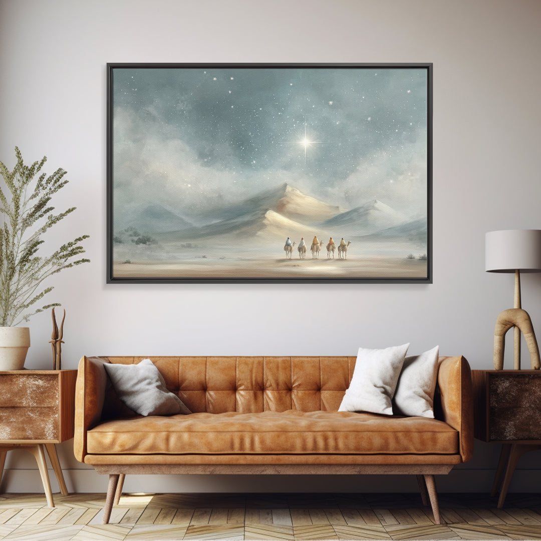 Winter Caravan Grace, Framed Canvas Print, Christian Art Work, Christian Christmas Art, Christian Wall Art, Jesus Painting, Christmas Art P