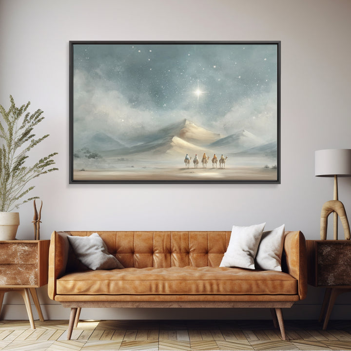 Winter Caravan Grace, Framed Canvas Print, Christian Art Work, Christian Christmas Art, Christian Wall Art, Jesus Painting, Christmas Art P