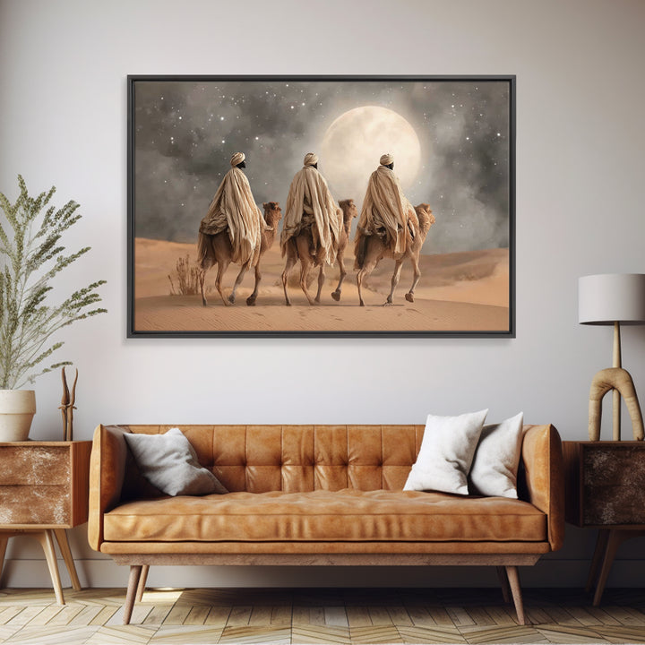 Moonlit Journey – Framed Canvas Print – Christian Art Canvas – Christmas Art – Christian Art Work – Christian Christmas Art – Christian Pai