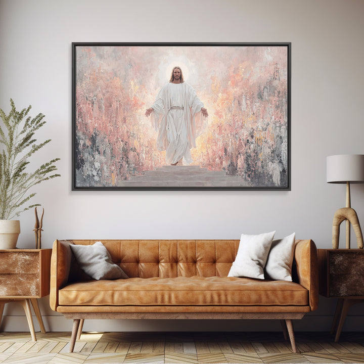 Heaven’s Welcome, Framed Canvas Print, Christian Wall Art, Jesus Painting, Christian Art Canvas, Christian Art Prints, Christian Art Work
