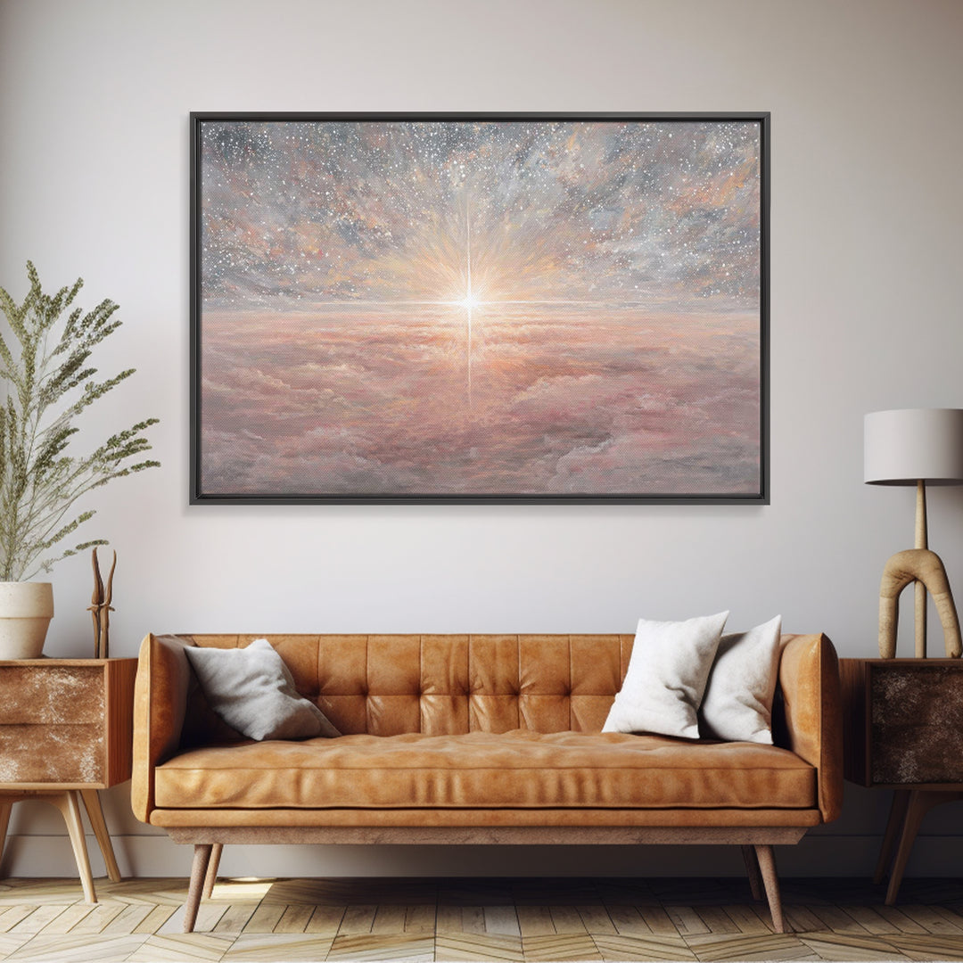 Heaven’s Promise – Framed Canvas Print – Christian Wall Art – Christmas Art – Christian Art Canvas – Christian Christmas Decor – Christian