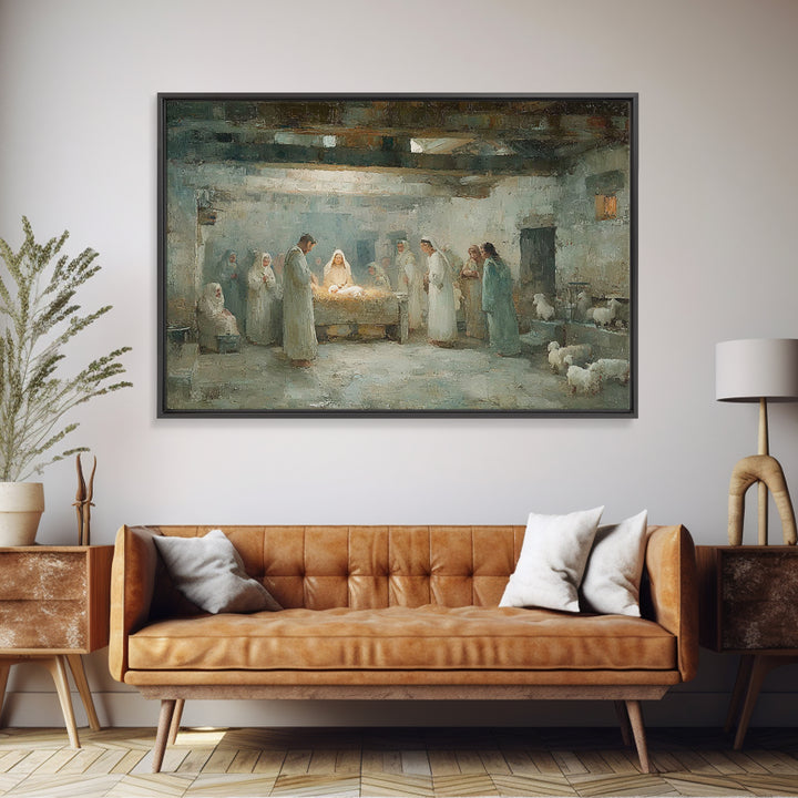 Bethlehem Gathering – Framed Canvas Print – Christian Christmas Art – Christian Wall Art – Christmas Art – Christian Art Canvas – Jesus Pai
