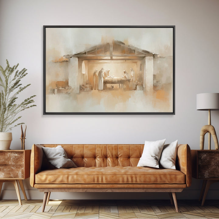 Sacred Birth Glow | Framed Canvas Print | Christian Wall Art | Christmas Art | Christian Art Canvas | Christian Christmas Decor | Christian