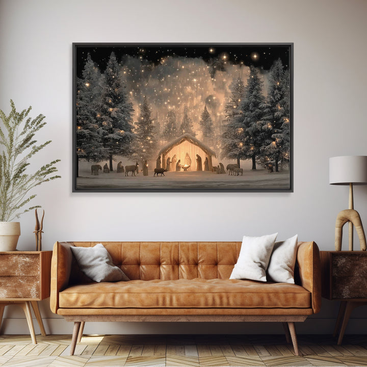 Silent Wonder – Framed Canvas Print – Christian Wall Art – Christian Gift – Jesus Painting – Christmas Art – Christian Art Canvas