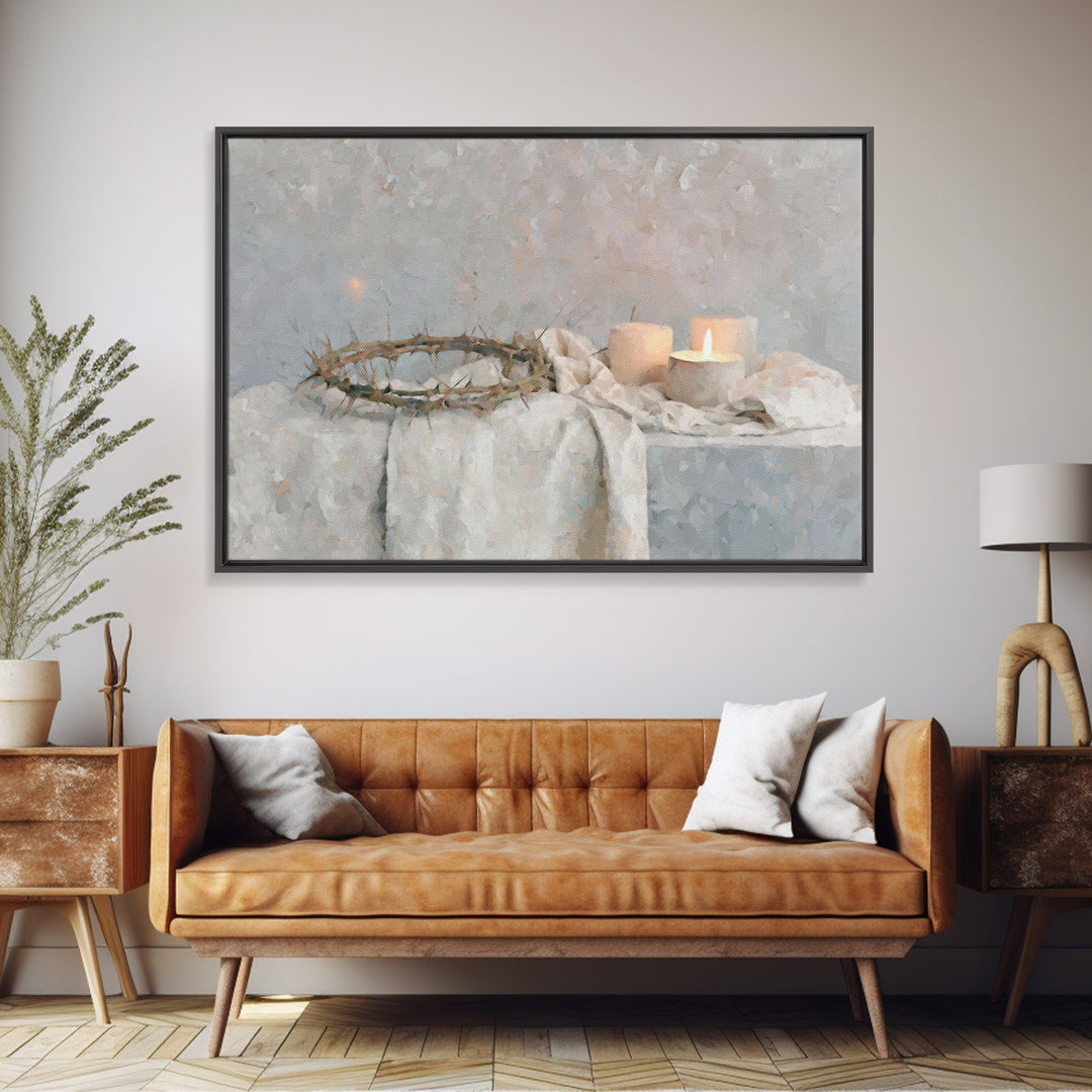 Quiet Reverence | Framed Canvas Print | Christian Wall Art | Christian Art Print | Jesus Painting | Christmas Art | Christian Decor