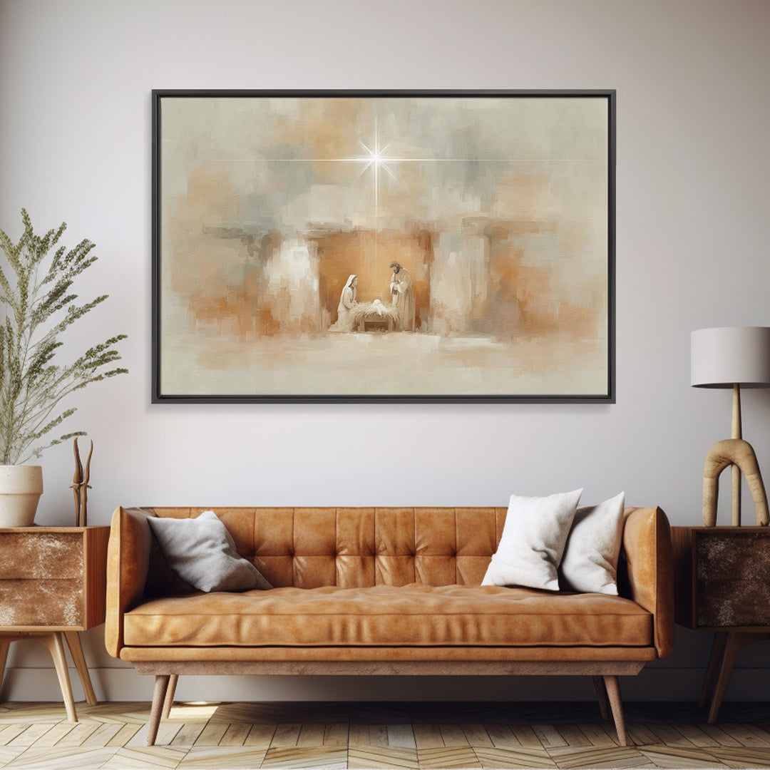Humble Dawn – Framed Canvas Print – Jesus Painting – Christian Gift – Christian Wall Art – Christmas Art – Christian Art Canvas
