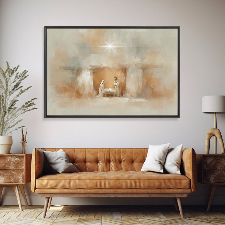 Humble Dawn – Framed Canvas Print – Jesus Painting – Christian Gift – Christian Wall Art – Christmas Art – Christian Art Canvas