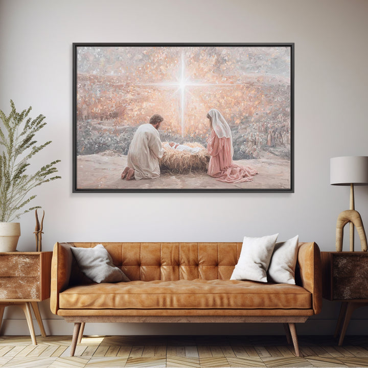 Holy Night Light – Framed Canvas Print – Christian Wall Art – Jesus Christmas Art – Christian Art Canvas – Christmas Art Prints – Christian