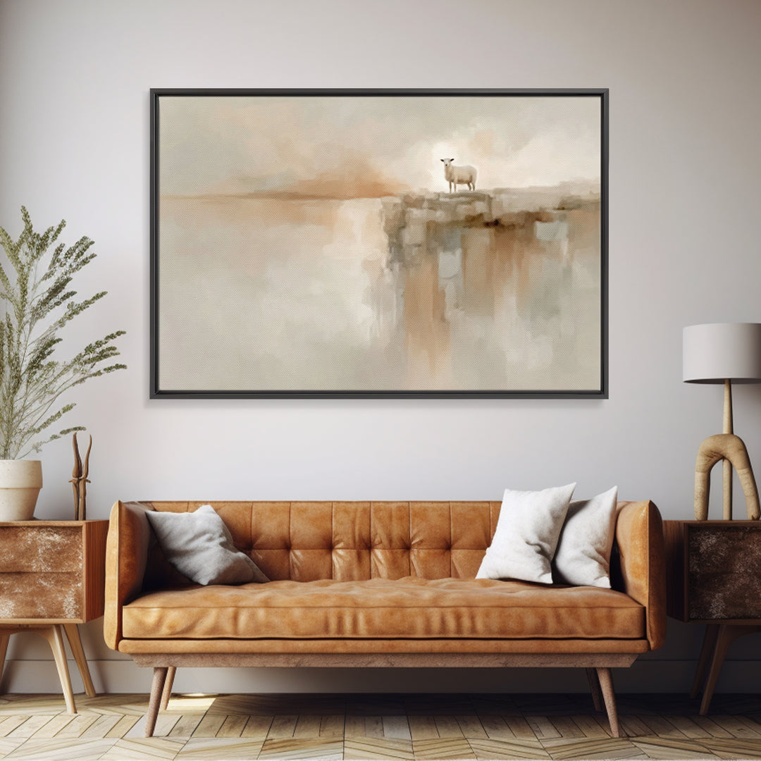 Lost Lamb Hope – Framed Canvas Print – Christian Wall Art – Christian Art Canvas – Minimalist Christian Art – Subtle Christian Art – Christ