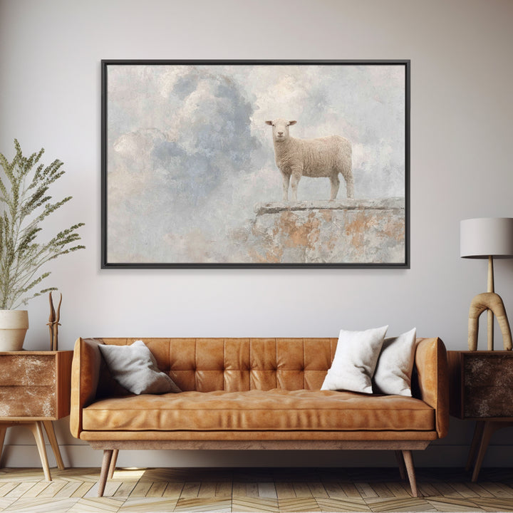 Heavenly Lamb Rise – Framed Canvas Print – Christian Wall Art – Christian Art Canvas – Unique Christian Art – Subtle Christian Art – Christ