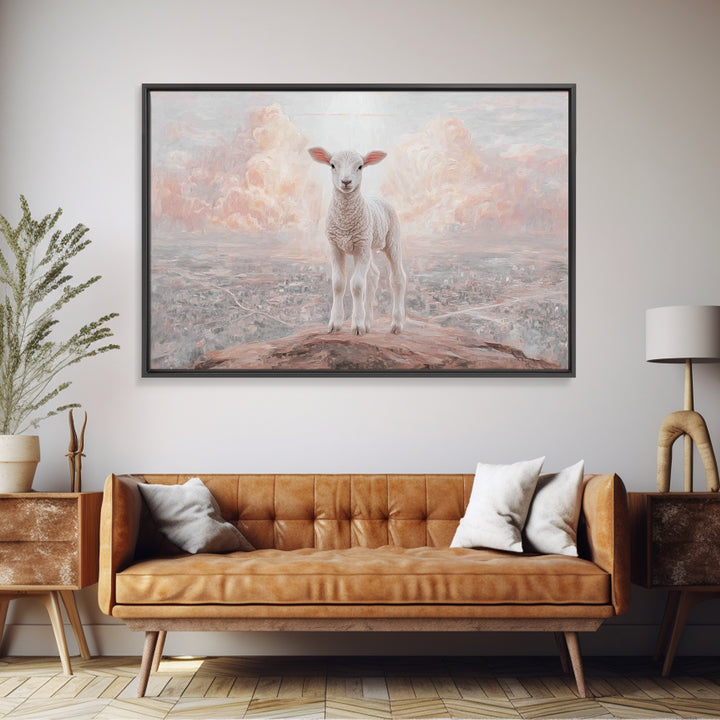 Shepherd’s Cliff – Framed Canvas Print – Christian Wall Art – Christian Art Canvas – Vintage Christian Art – Moody Christian Art – Christia