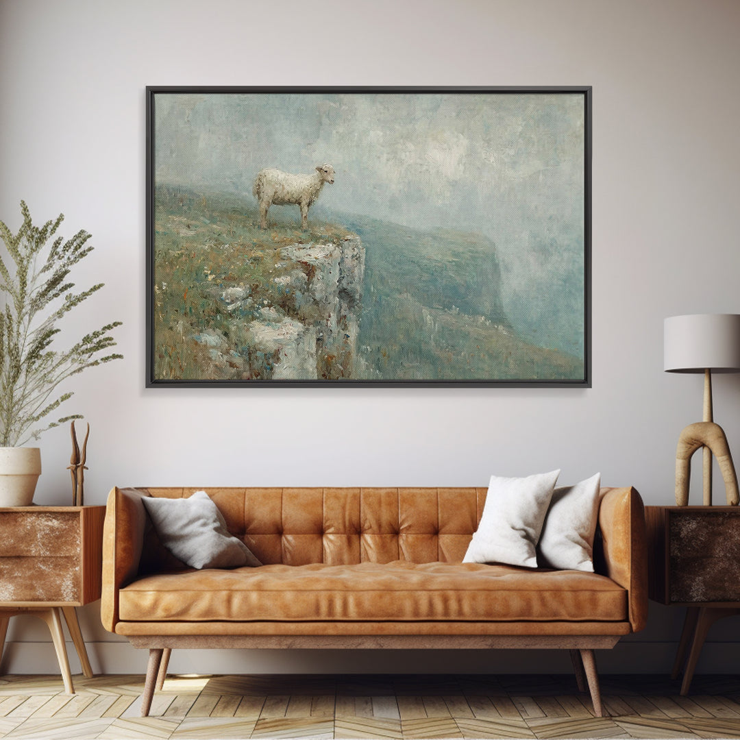Lone Lamb Glory – Framed Canvas Print – Christian Wall Art – Christian Art Canvas – Abstract Christian Art – Subtle Christian Art – Christi