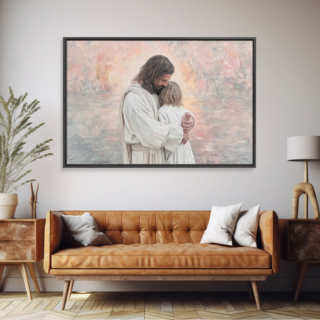 Eternal Embrace – Framed Canvas Print – Christian Wall Art – Jesus Art Print – Christian Art Canvas – Modern Christian Art – Christian Gift