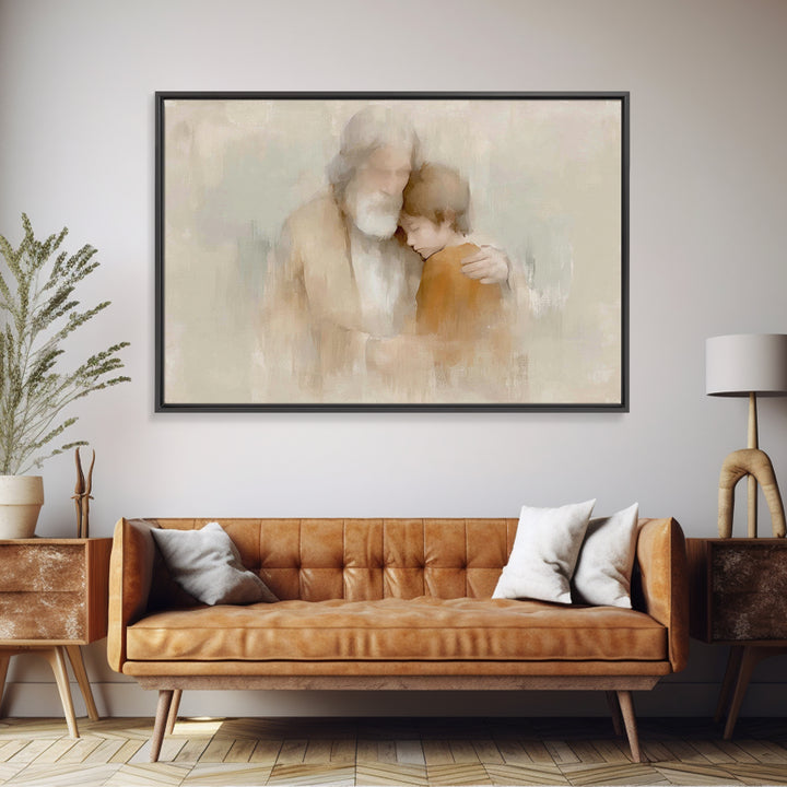 Father’s Comfort – Framed Canvas Print – Christian Wall Art – Minimalist Christian Art – Christian Art Canvas – Subtle Christian Art – Chri