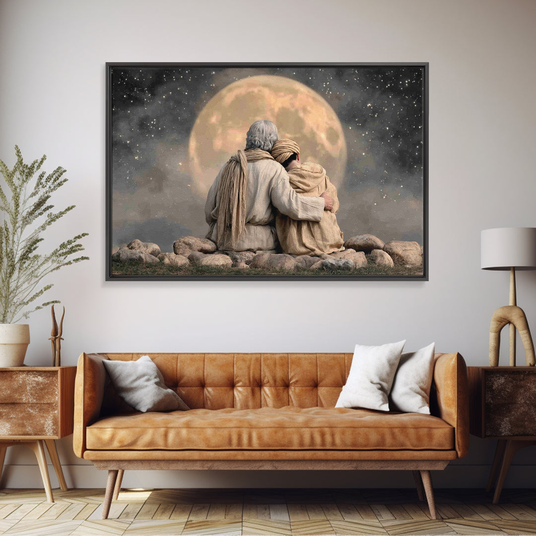 Moonlit Promise – Framed Canvas Print – Christian Wall Art – Christian Art Canvas – Vintage Christian Art – Christian Gift – Christian Deco