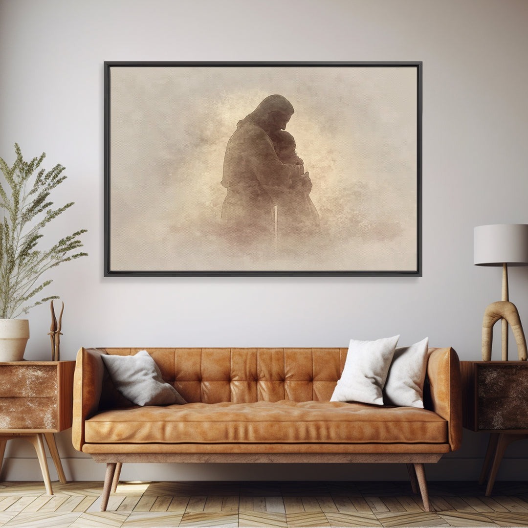 Sacred Shelter – Framed Canvas Print – Christian Wall Art – Christian Art Canvas – Abstract Christian Art – Moody Christian Art – Christian