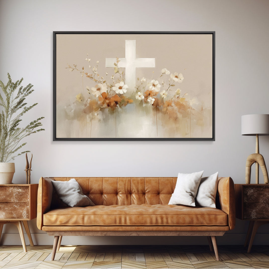 Blooming Grace – Framed Canvas Print – Christian Wall Art – Christian Art Canvas – Minimalist Christian Art – Christian Art Gift – Subtle C