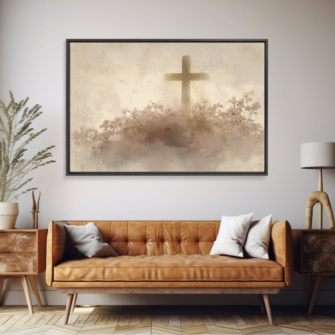 Risen Blossom – Framed Canvas Print – Christian Wall Art – Christian Art Canvas – Christian Decoration – Moody Christian Art – Christian Ar