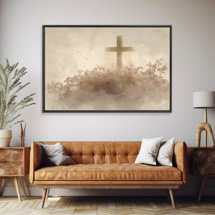 Risen Blossom – Framed Canvas Print – Christian Wall Art – Christian Art Canvas – Christian Decoration – Moody Christian Art – Christian Ar