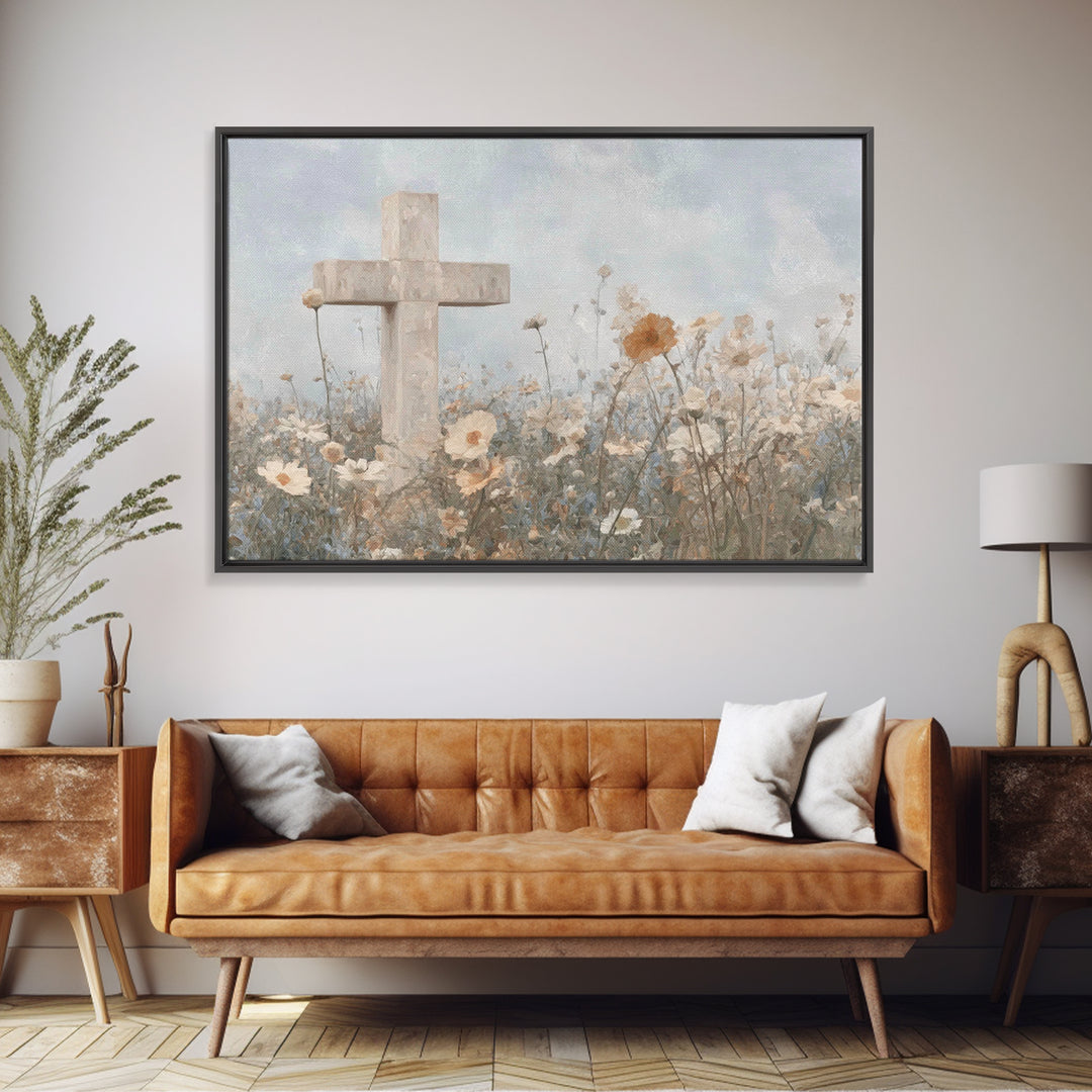 Field Of Mercy, Framed Canvas Print, Christian Art Print, Christian Wall Art, Abstract Christian Art, Christian Gift, Jesus Painting