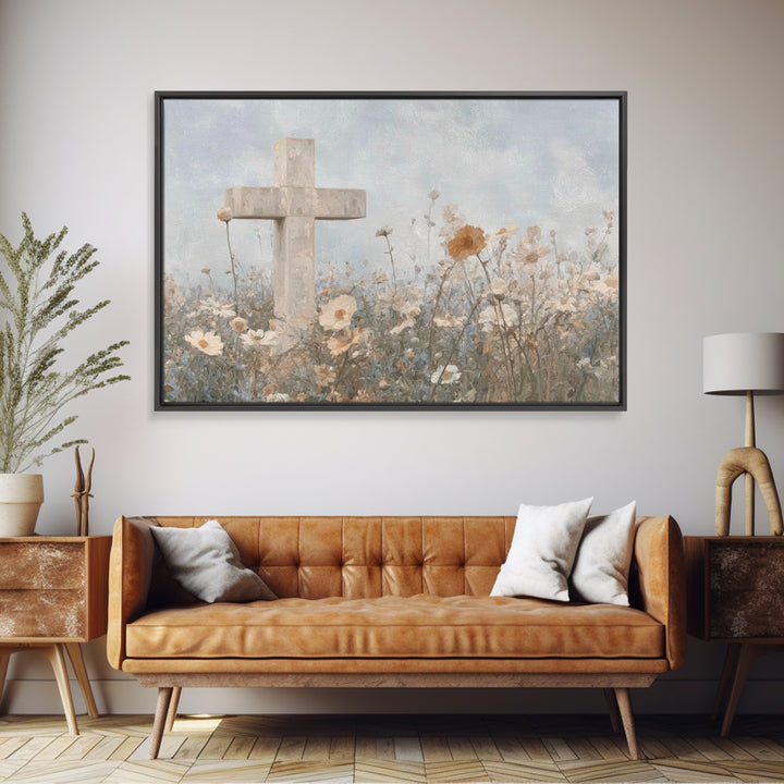 Field Of Mercy, Framed Canvas Print, Christian Art Print, Christian Wall Art, Abstract Christian Art, Christian Gift, Jesus Painting