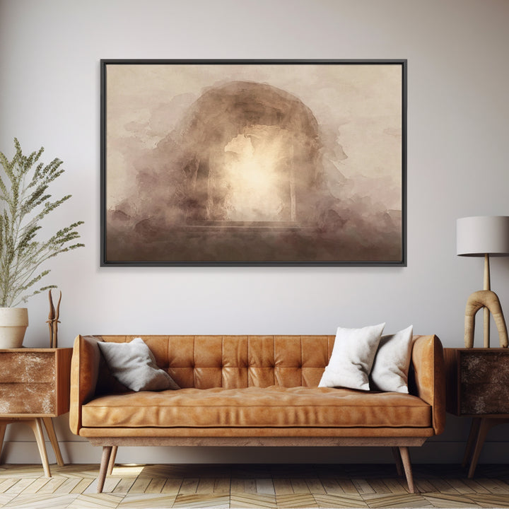 Glory In The Mist, Framed Canvas Print, Christian Wall Art, Christian Decor For Home, Modern Christian Art, Jesus Painting, Christmas Art P