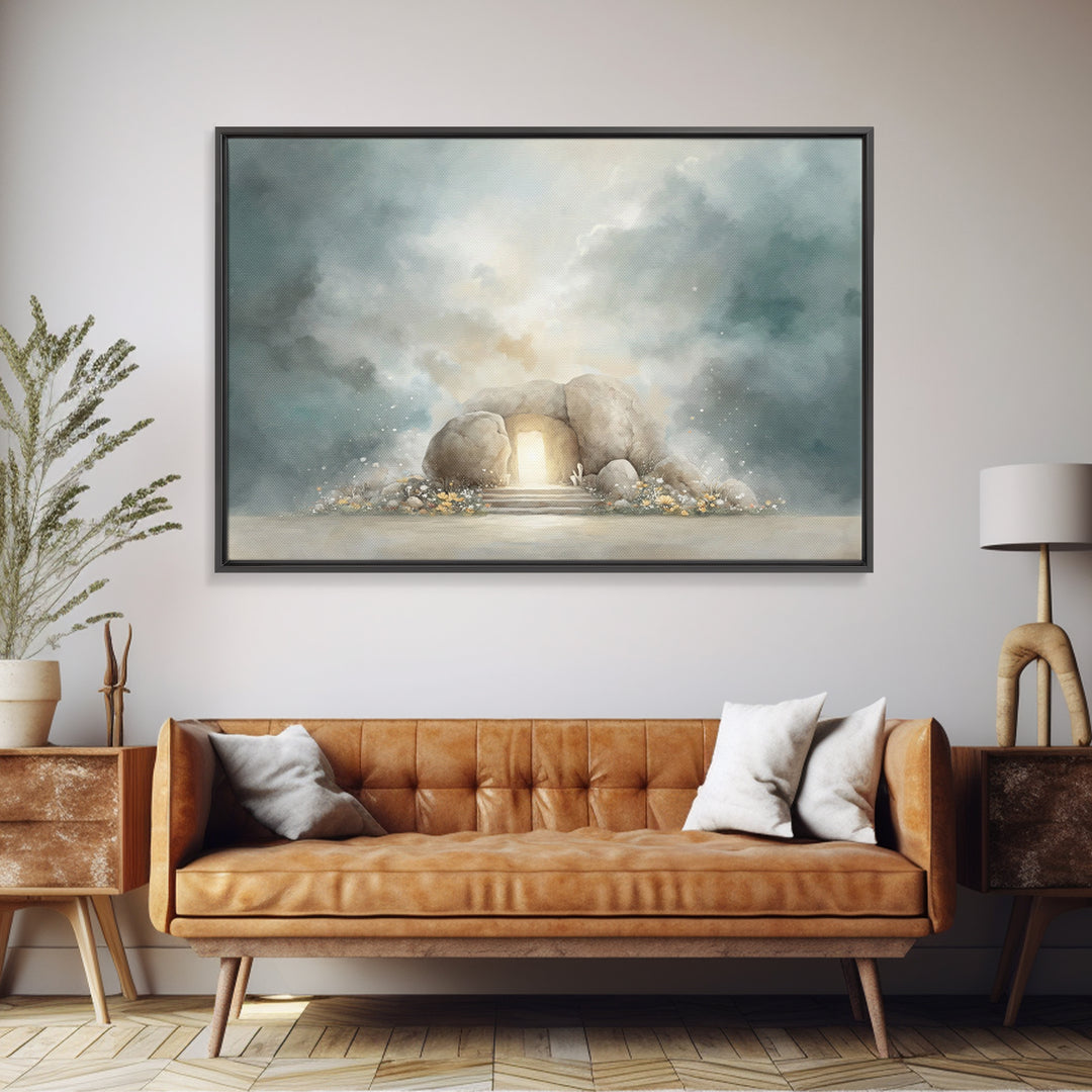Tomb Of Hope – Framed Canvas Print – Christian Art Canvas – Christian Wall Art – Christian Christmas Decor – Jesus Christmas Art – Subtle C
