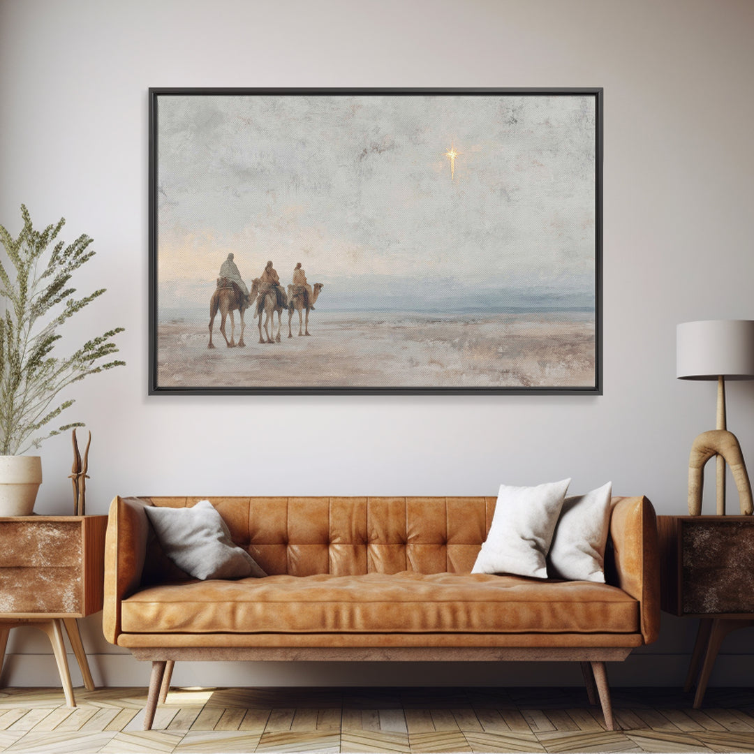 Desert Star Quest – Framed Canvas Print – Christian Christmas Art – Christian Art Canvas – Christmas Wall Art – Unique Christian Art – Jesu