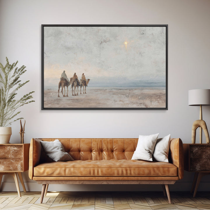 Desert Star Quest – Framed Canvas Print – Christian Christmas Art – Christian Art Canvas – Christmas Wall Art – Unique Christian Art – Jesu