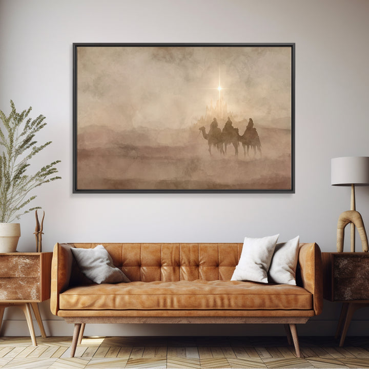 Starbound Journey, Framed Canvas Print, Christian Art Prints, Christian Wall Art, Christmas Canvas Wall Art, Christian Decorations, Moody C