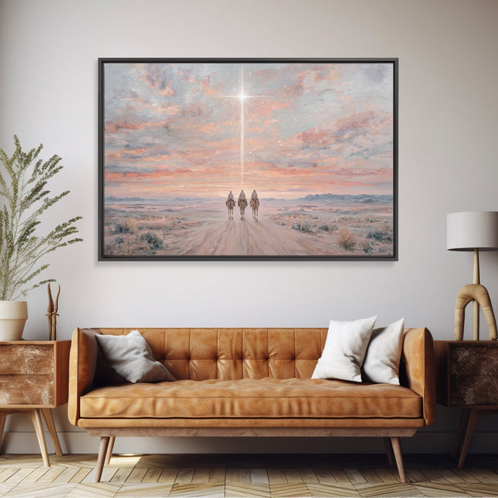 Divine Star Path – Framed Canvas Print – Christmas Art Work – Christian Art Canvas – Christian Wall Art – Christian Christmas Decorations –