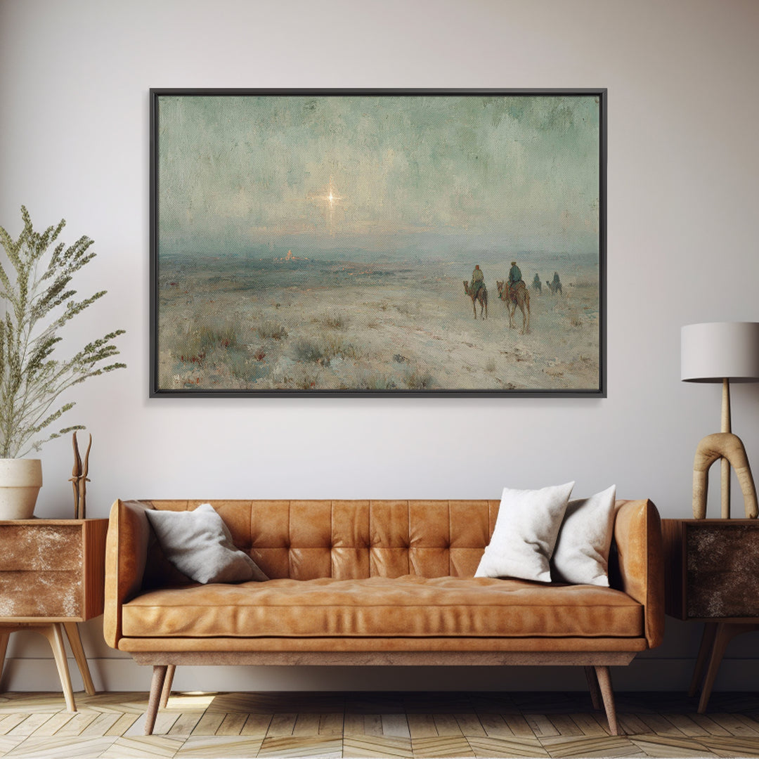 Guiding Star Journey – Framed Canvas Print – Christian Wall Art – Christian Art Canvas – Christmas Art – Jesus Painting – Christian Christm