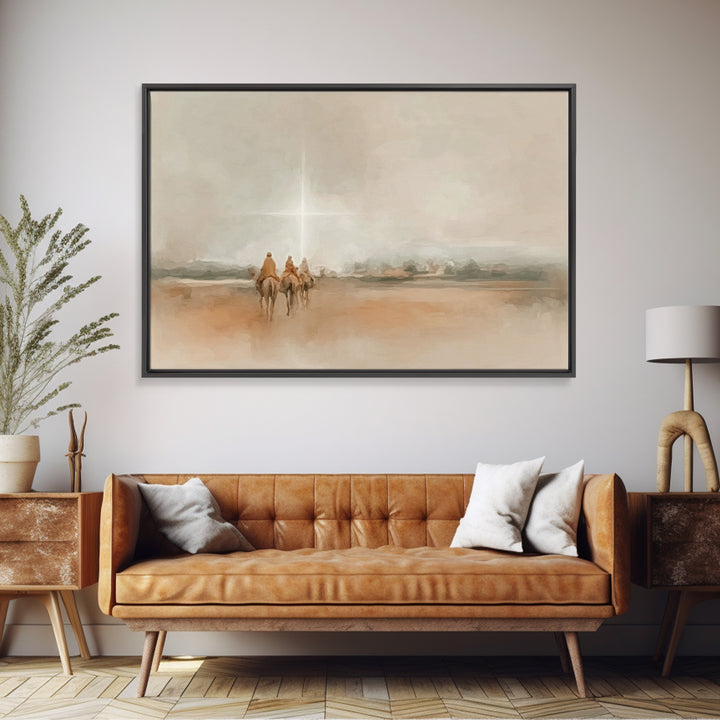 Bethlehem Light Path, Framed Canvas Print, Christian Art Canvas, Christmas Wall Art, Christian Christmas Art, Jesus Painting, Christmas Art