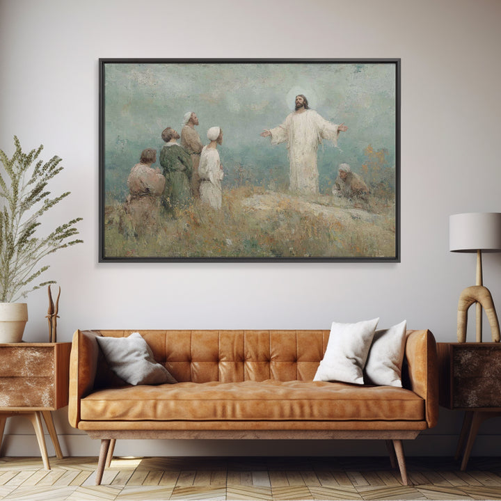 Blessing Of Light, Framed Canvas Print, Christian Art Canvas, Christian Wall Art, Jesus Painting, Christian Art Gift, Large Christian Paint