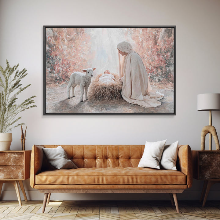 Bethlehem Grace, Framed Canvas Print, Christian Christmas Art, Christian Wall Art, Jesus Painting, Christian Art Canvas, Christmas Art Prin