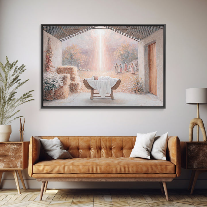 Divine Arrival – Framed Canvas Print – Christian Art Canvas – Christian Christmas Art – Christian Wall Art – Jesus Painting