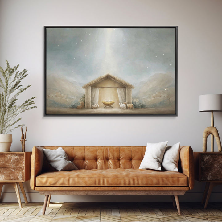 Humble Birth, Framed Canvas Print, Christian Christmas Art, Christian Wall Art, Christian Art Canvas, Jesus Painting